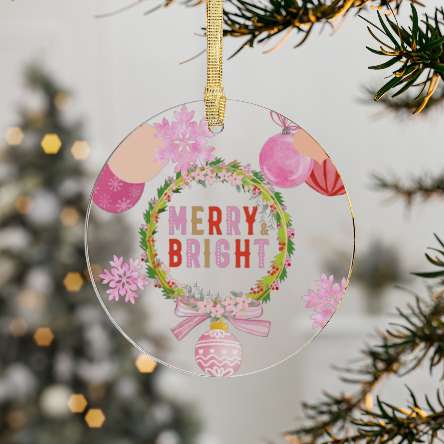 Pink Christmas - Acrylic Ornament