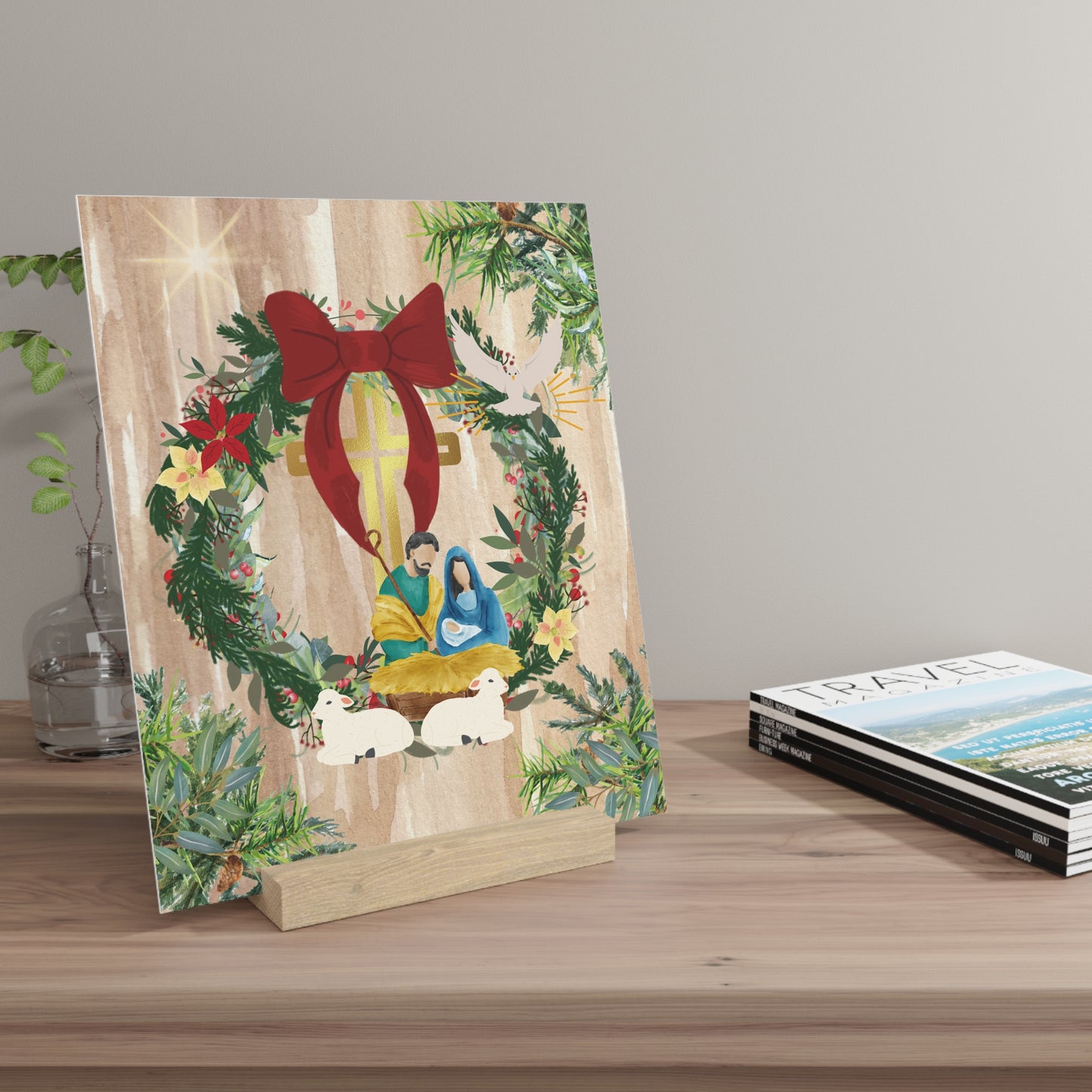 Natural Christmas Decor, Artwork featuring the Nativity