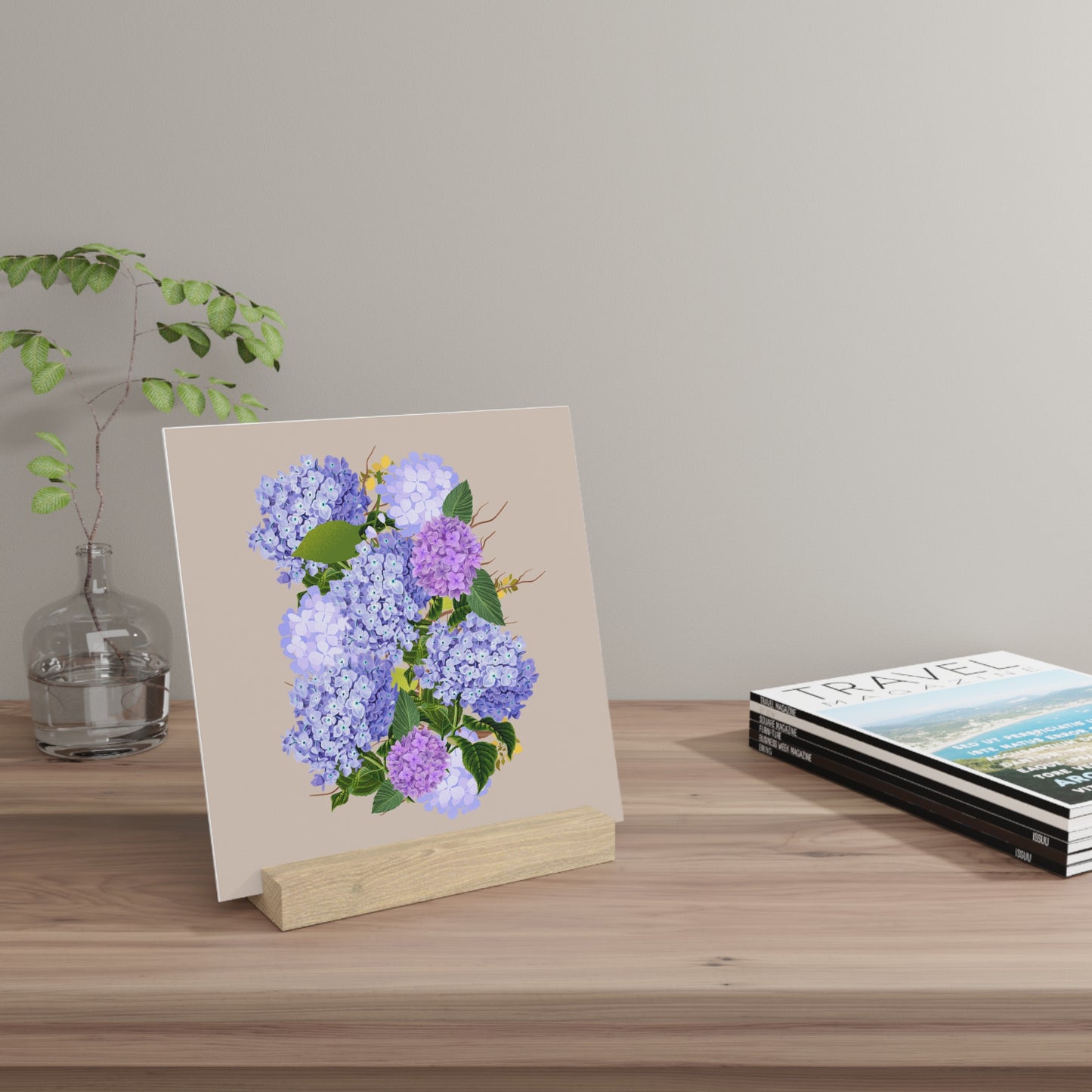 Beautiful Hydrangea Floral Art - Gallery Board with Stand