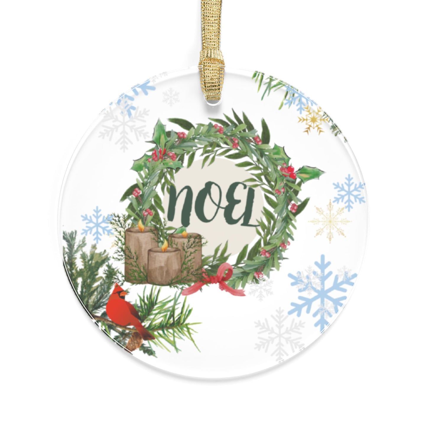 Noel with Christmas Cardinal - Acrylic Ornaments