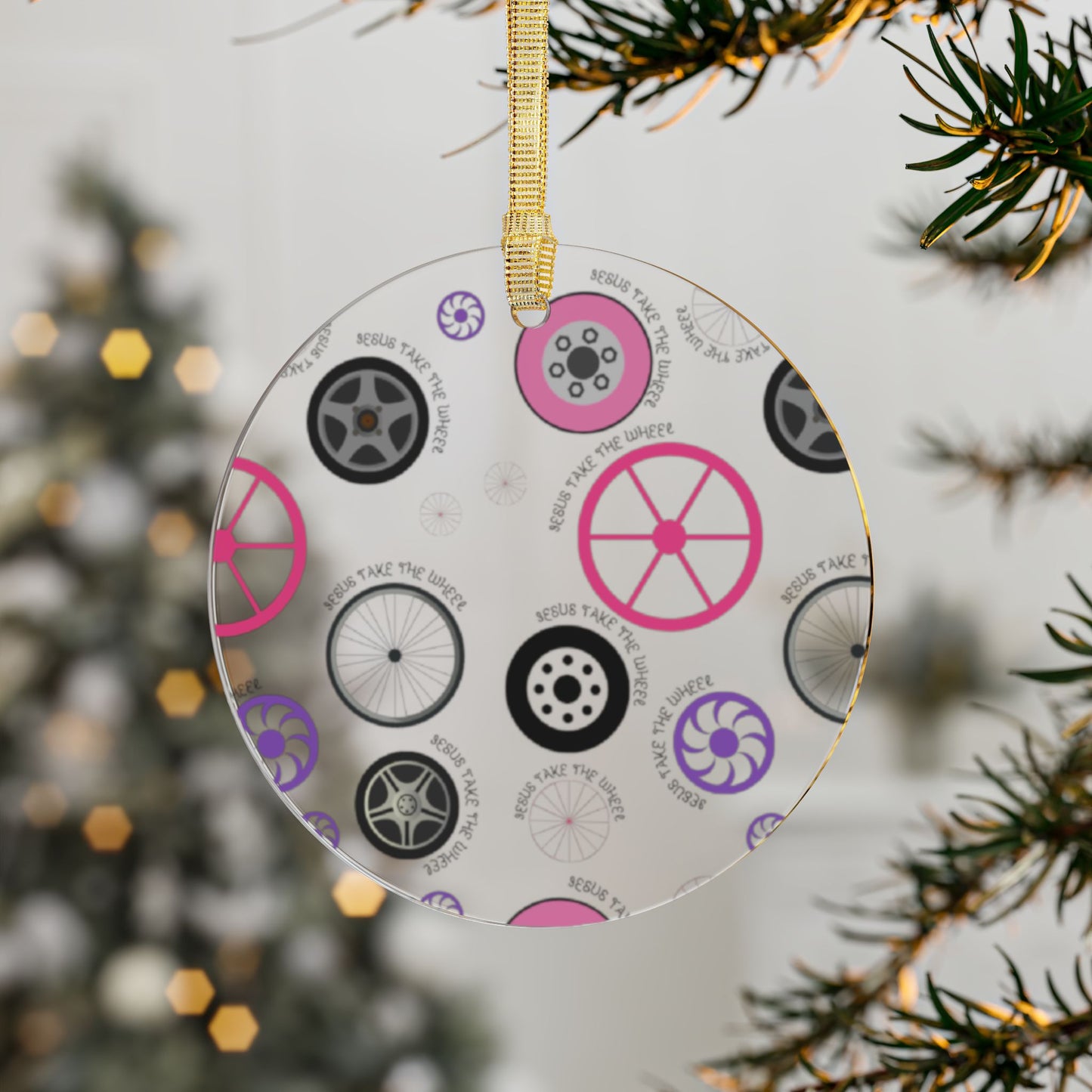 Jesus Take the Wheel in Pink - Acrylic Ornament