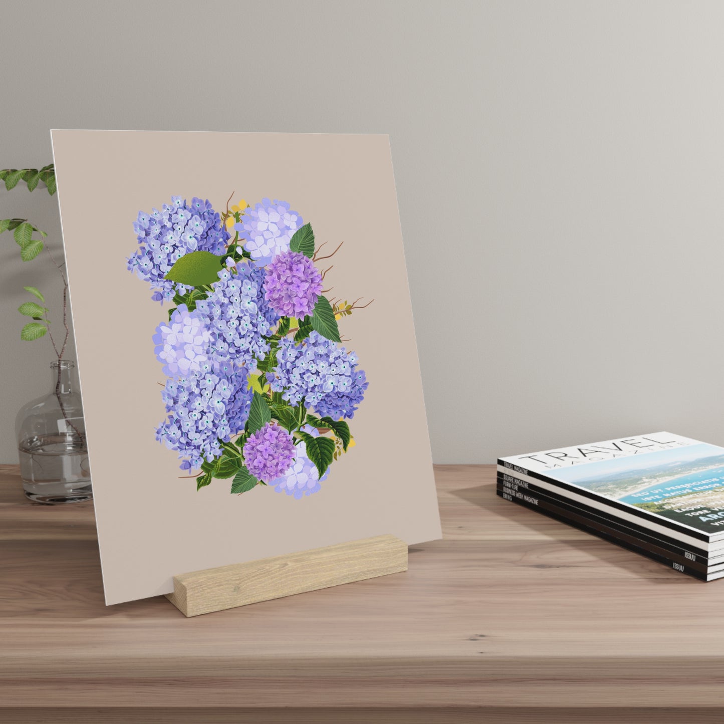 Beautiful Hydrangea Floral Art - Gallery Board with Stand